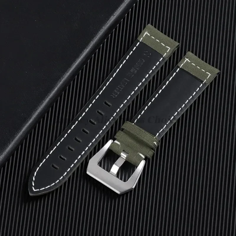 Винтажный матовый ремешок для часов из натуральной кожи, ремешок для часов 18 мм, 20 мм, 22 мм, 24 мм для Panerai, женский и мужской спортивный браслет, сине-коричневый браслет