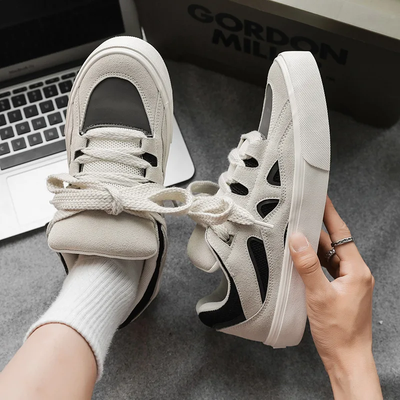Men Blue Platform Men\'s Skateboarding Shoes Fashion Reflective Skateboard Sneakers Non-slip Streetwear Casual Sports Shoes