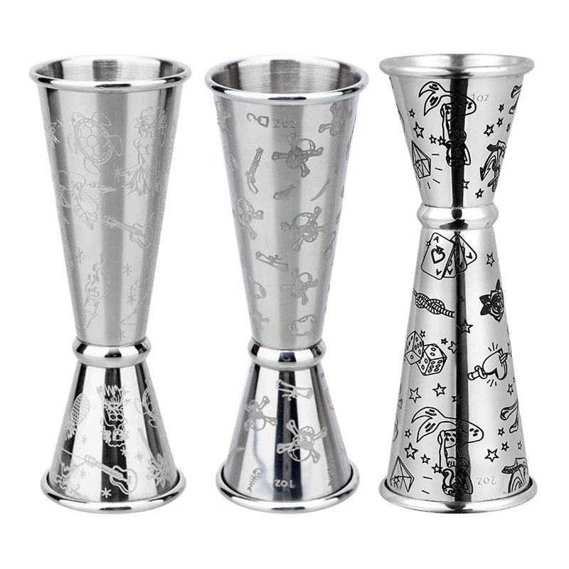 Stainless Steel Double Jigger for Bartending Cocktail Jigger 2oz 1oz Cocktail Measuring Cup Shot Measure Jiggers Bar Accessories