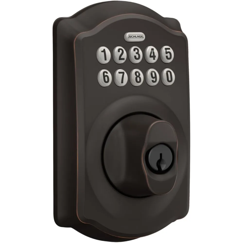 BE365 V CAM 716 Camelot Keypad Deadbolt, Electronic Keyless Entry Lock, Aged Bronze