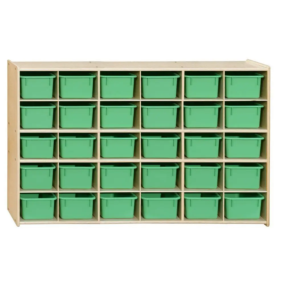 

30-Cubby Lime Green Storage Unit: Multipurpose Shelving for Toys & Organization, Crafted from Baltic Birch Plywood