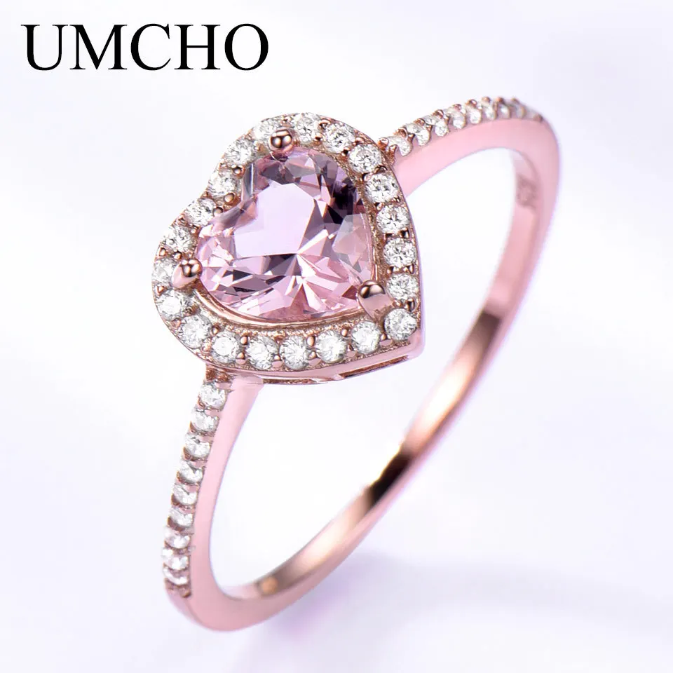 

UMCHO Classic Silver Color Heart Engagement Rings Women White Red CZ Stone Inlay Delicacy Fashion Jewelry Wedding Party Gift