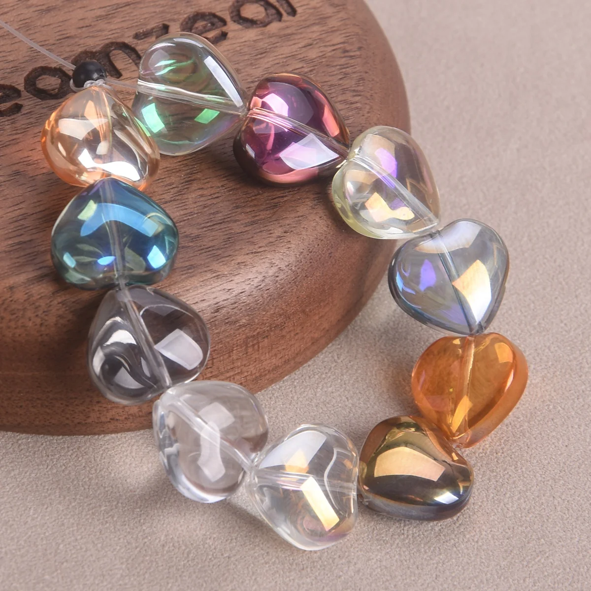 10 stücke 14mm Herz glänzend bunte Kristallglas lose Perlen für Schmuck machen DIY Handwerk Ergebnisse