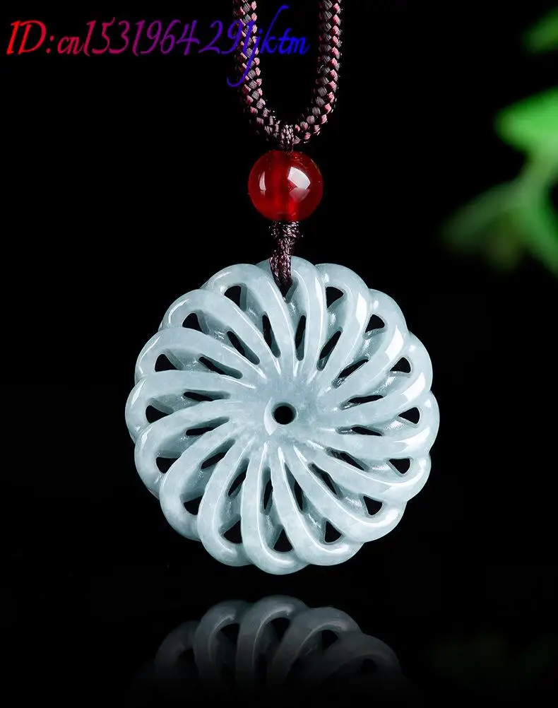 ميانمار الجاديت زهرة قلادة قلادة حجر فاخر البورمية اليشم سحر هدايا للنساء الأحجار الكريمة الطبيعية التعويذات خمر #3
