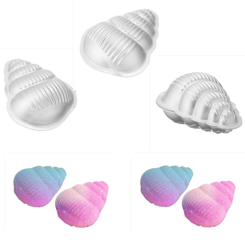 2Pcs/set Conch Shape Bath Salt Molds Set Crafting Aluminum Bath Bomb Molds Salt Ball Fizzy DIY Bath Mold Semicircle Sphere Tools