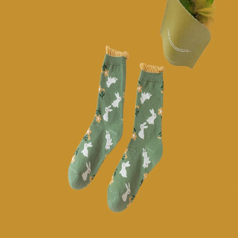 Calcetines de tubo medio de estilo forestal para mujer, medias de encaje japonés con boca de burbuja, primavera y verano, 1/3 pares