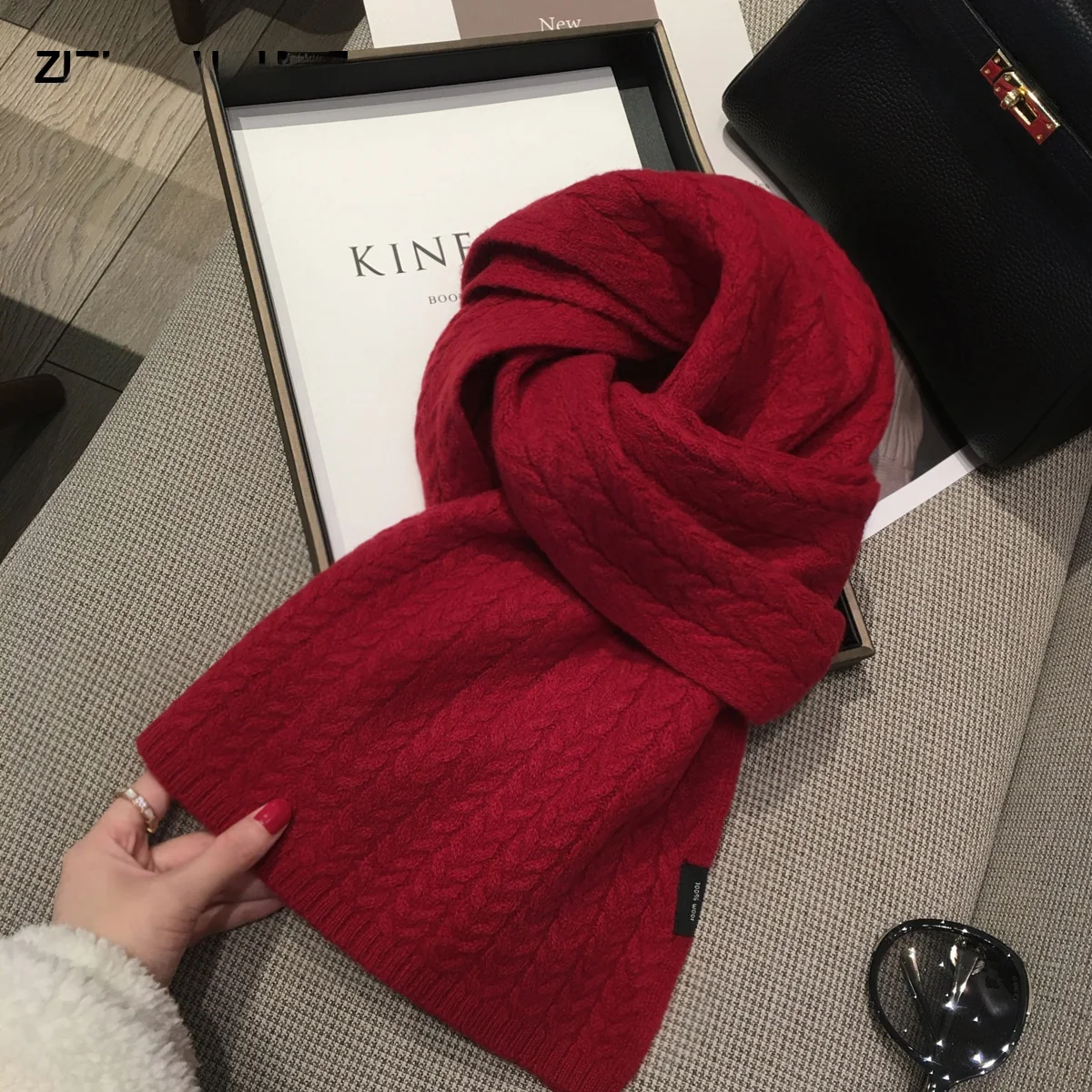 Echarpe-en-laine-pure-pour-femme-couleur-d'oreille-de-ble-poincon-de-camera-double-usage-pour-couple-simple-chaud-ne-plus-chaud-hiver