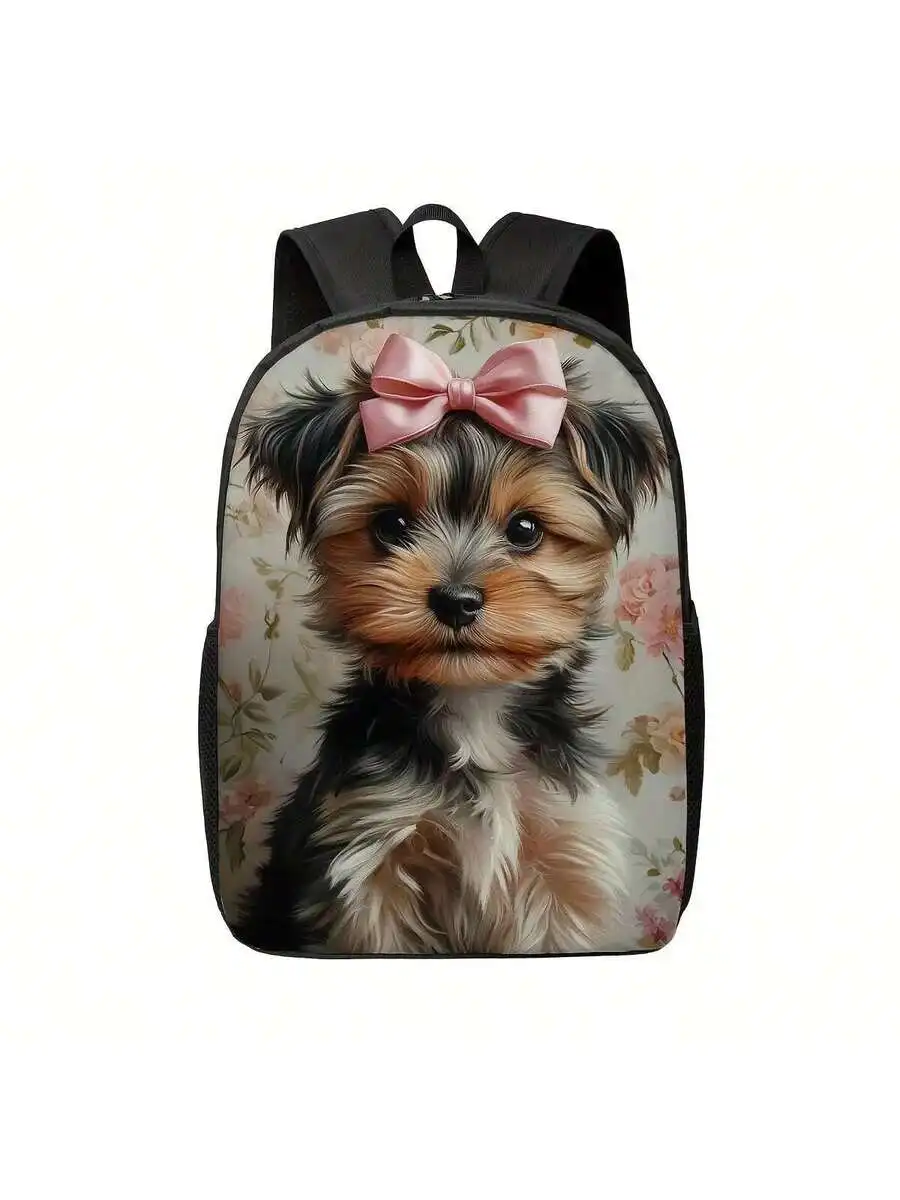 

Yorkshire Terrier Floral Print Backpack For Adults - Large Capacity, Ergonomic Straps, Zipper Closure