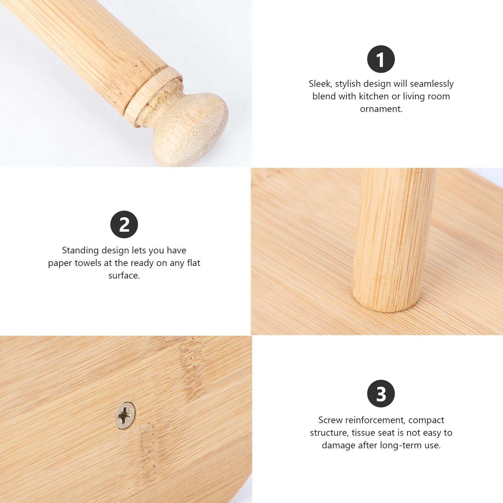

Phyllostachys Pubescens Kitchen Paper Towel Stand Household Simple Bamboo Paper Roll Countertop Holder for Bedroom Room