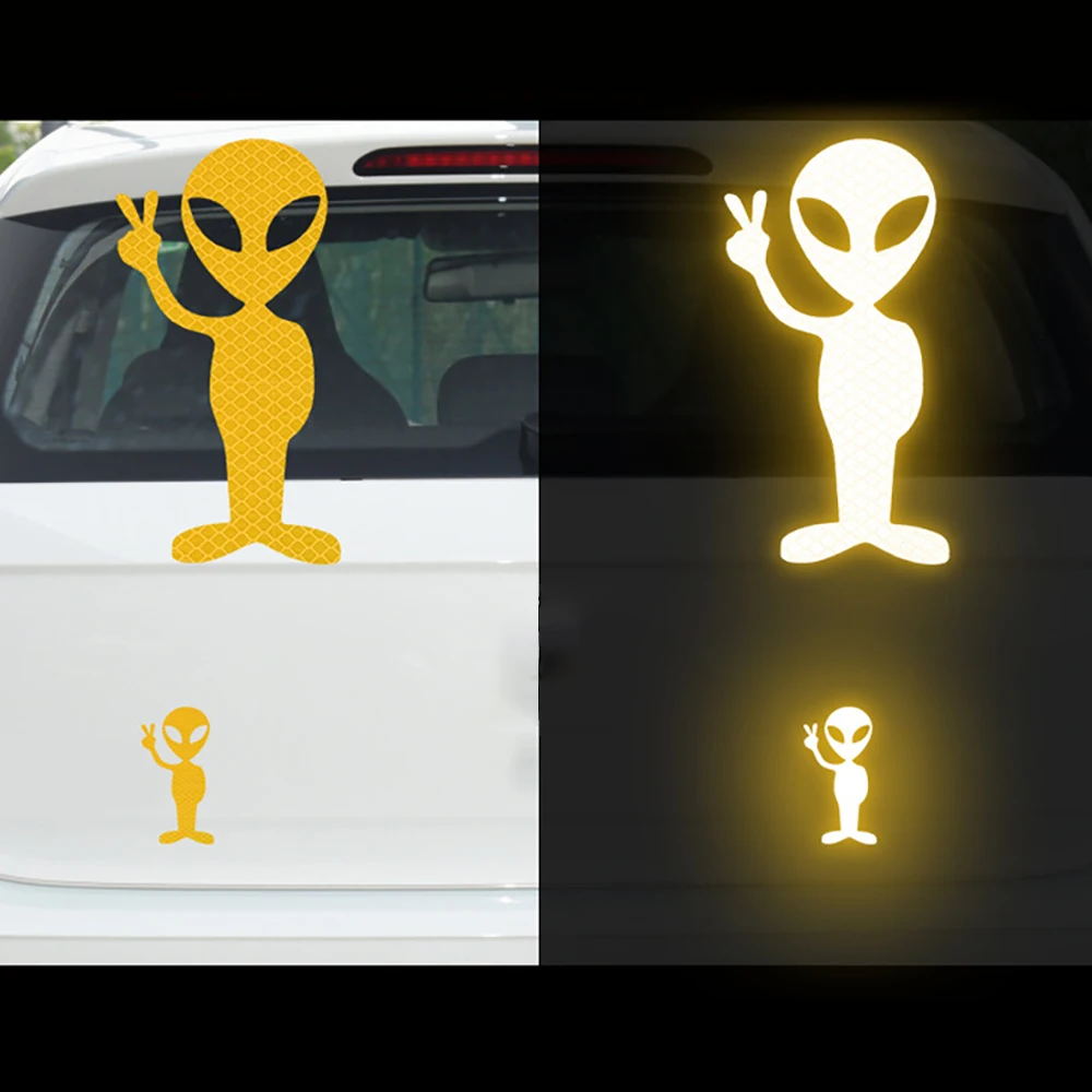 

Светоотражающие наклейки с изображением инопланетянина мира, персонализированные наклейки для автомобиля, наклейки на кузов, заднее окно, украшения, наклейки против царапин