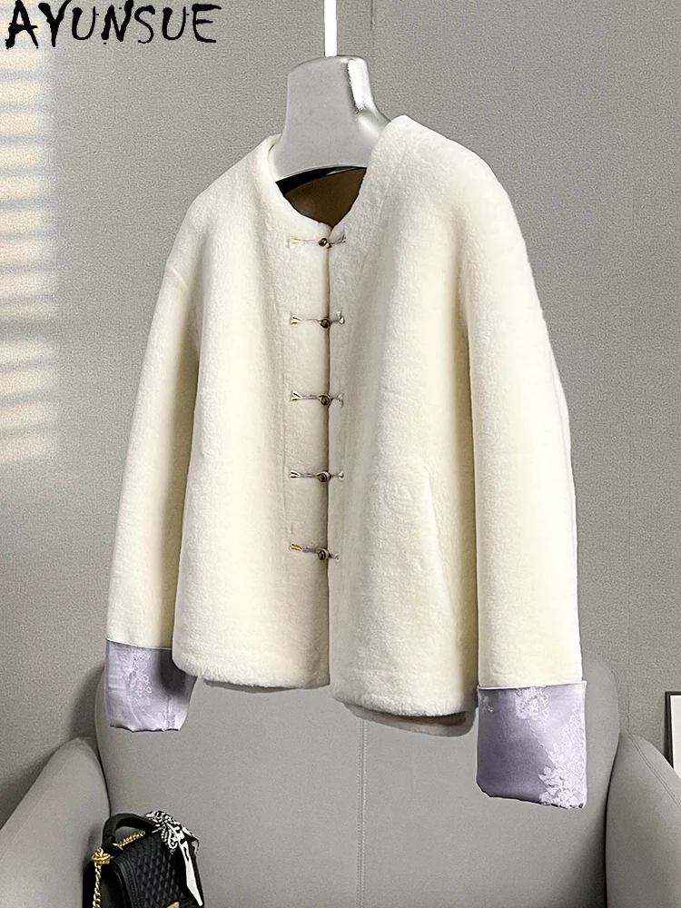AYUNSUE 100% Naturalna Kurtka z Futra Jagnięcego Damska 2025 Zima Krótka Kurtka Futrzana Damska Odzież Elegancka Nowość w Odzieży Wierzchniej Ropa Para Mujer