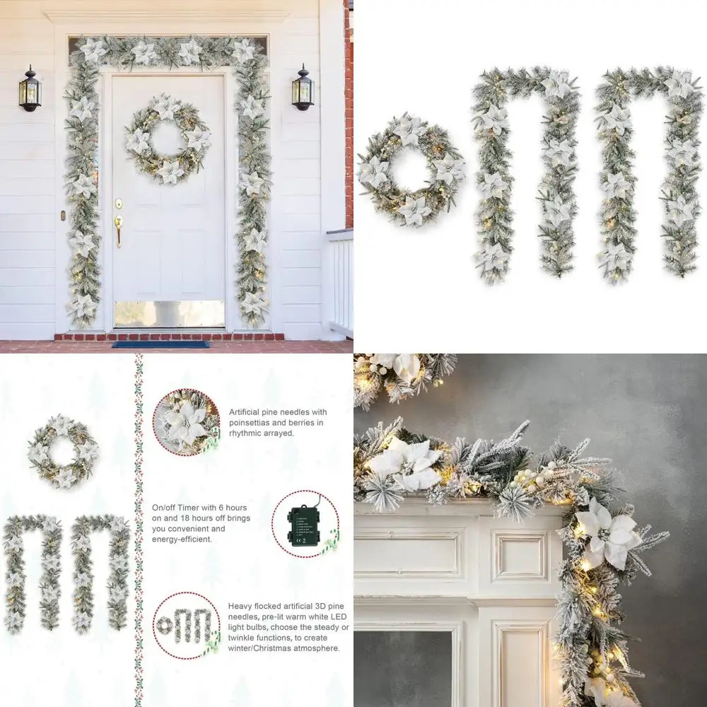 Pre-Lit Snowy Green… - image