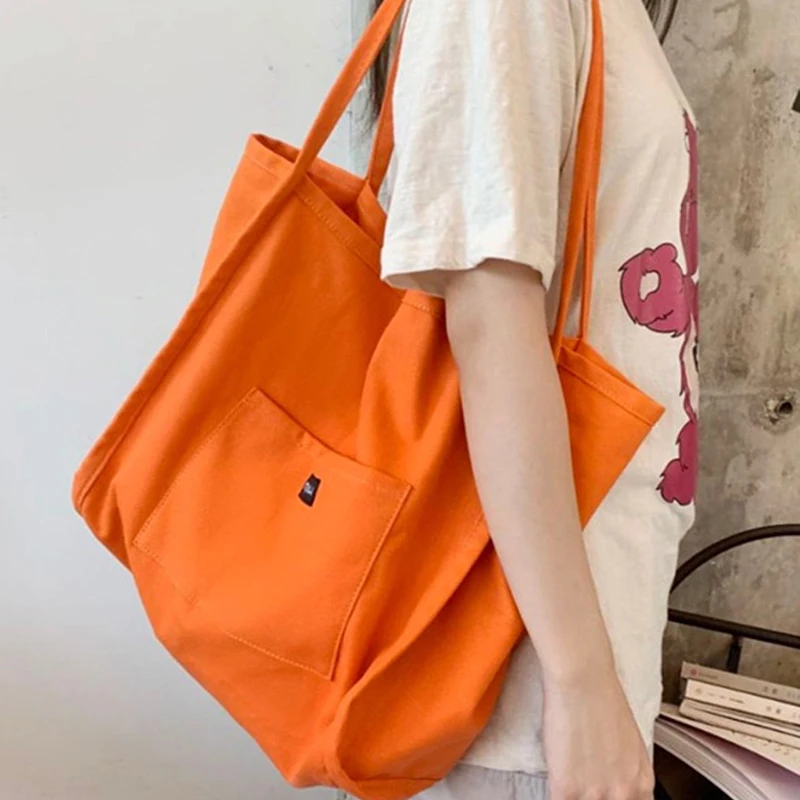 Koreanischen stil Leinwand Tragetaschen Für Frauen Große Kapazität Handtasche Casual Schulter Tasche Einkaufstasche Gilr Geldbörse – Detail 8
