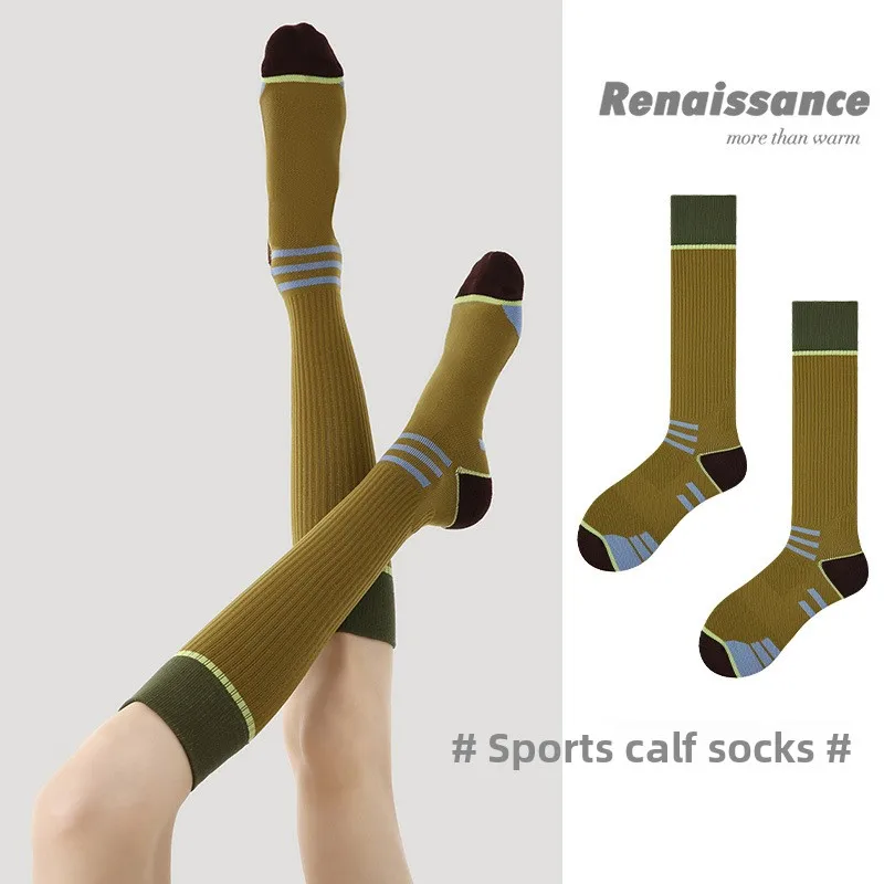 

Women's Compression Sports Socks Terry-bottom Shock Absorption Non-Slip Knee-high Socks for Running Tennis Skipping Yoga Fitness