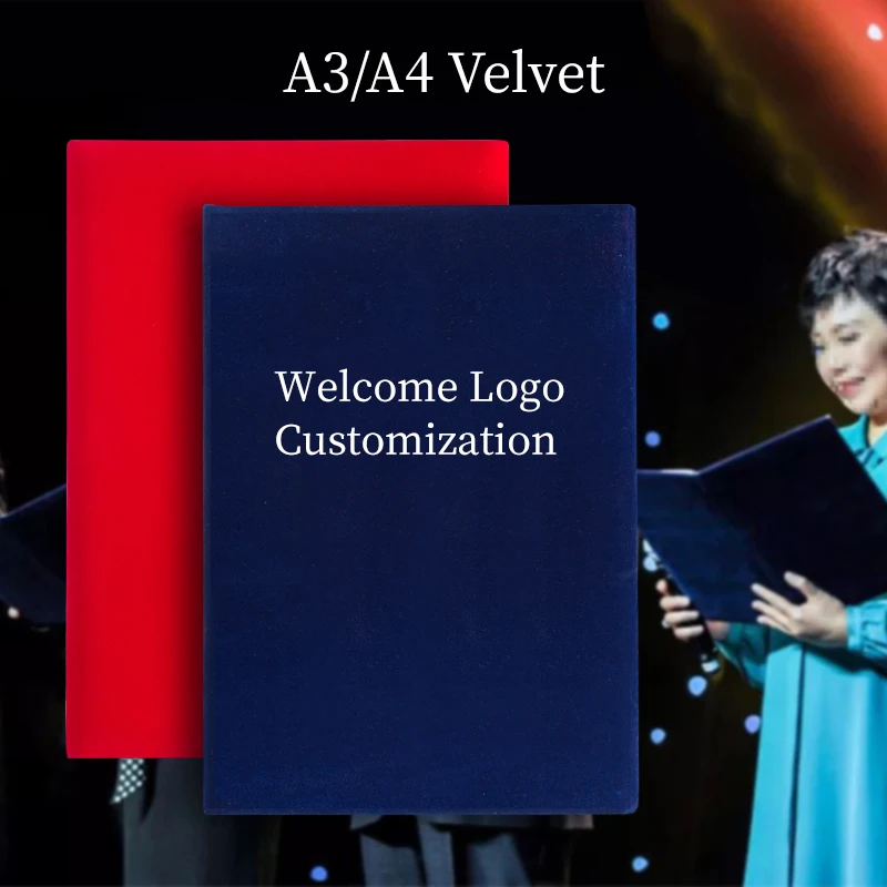 Navy Blue Velvet Certificate Folders A4,Diploma Protector Protection,Red Graduation Folder Certificate