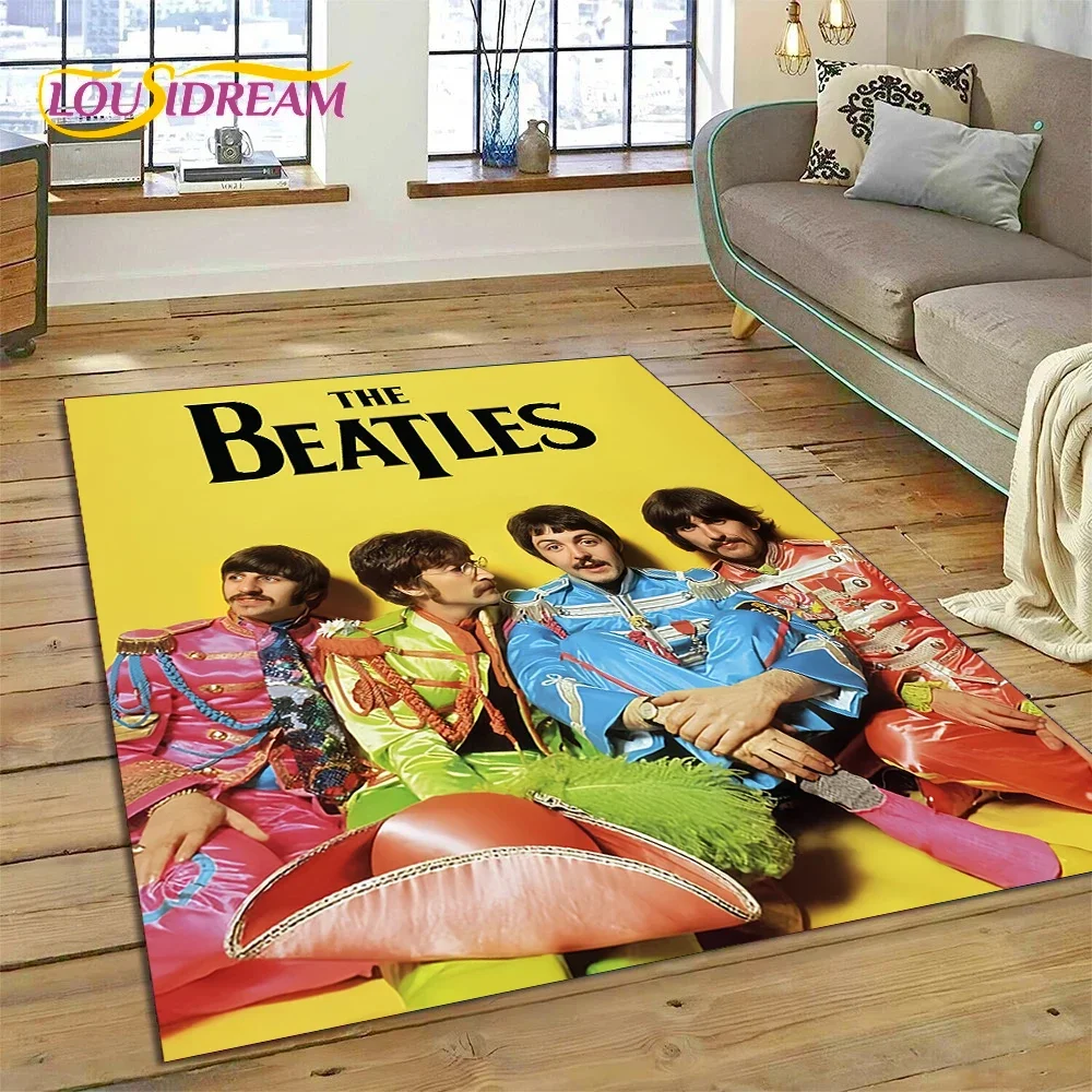 2025 New 3D Rock-Beatles-Band Carpet Rug for Home Living Room Bedroom Sofa Doormat Decor,kids Play Area Rug Non-slip Floor Mat