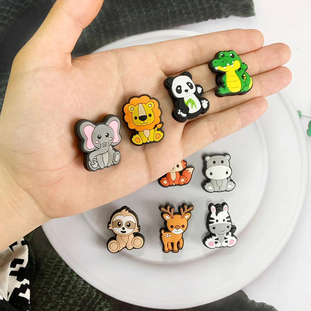 12pcs Cute animals Shoes Charms Accessories Fit Clog Backapck Wristbands Shoe Decorate Buckle Christmas Parties Kids Gift