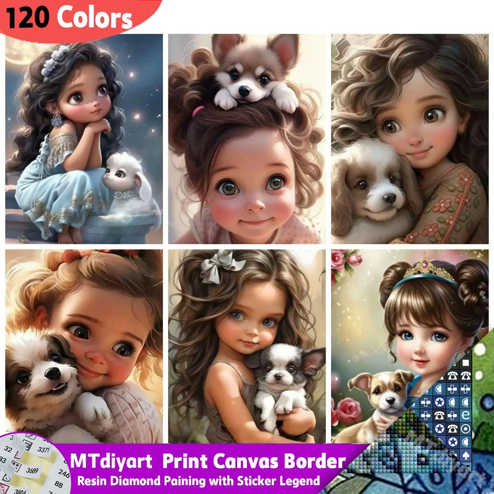 

DIY Embroidery Portrait Girl Diamond Painting Print Canvas Resin 120 Color Border Sticker Legend Mosaic Animal Kit Handmade Gift