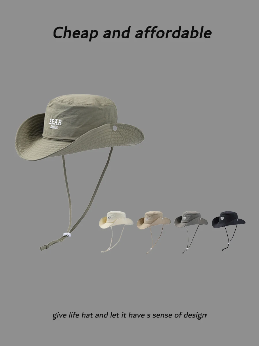 

Spring and summer thin fisherman's hat men and women outdoor travel versatile mountaineering fishing visor embroidery basin hat
