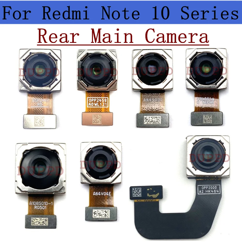 Rear Backside Camera For Xiaomi Redmi Note 10 Pro Note10 Lite 10S 10T Wide Back Facing Main Camera Module Flex Cable Parts