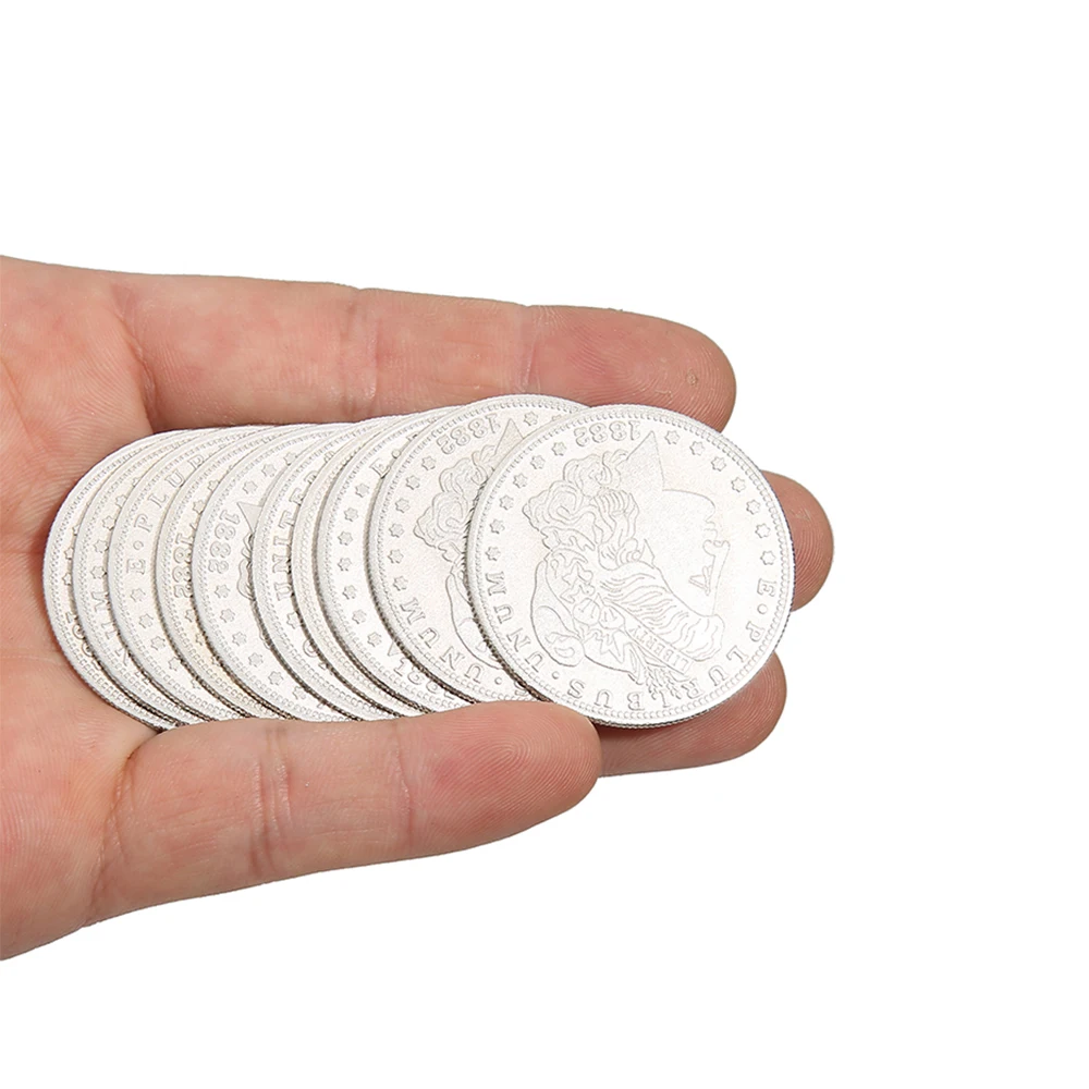 

10 Palming Coins Morgan Dollar Version Super Thin Coin Magic Tricks Close up Magic Magia Magicians Prop Accessory Copy Coin