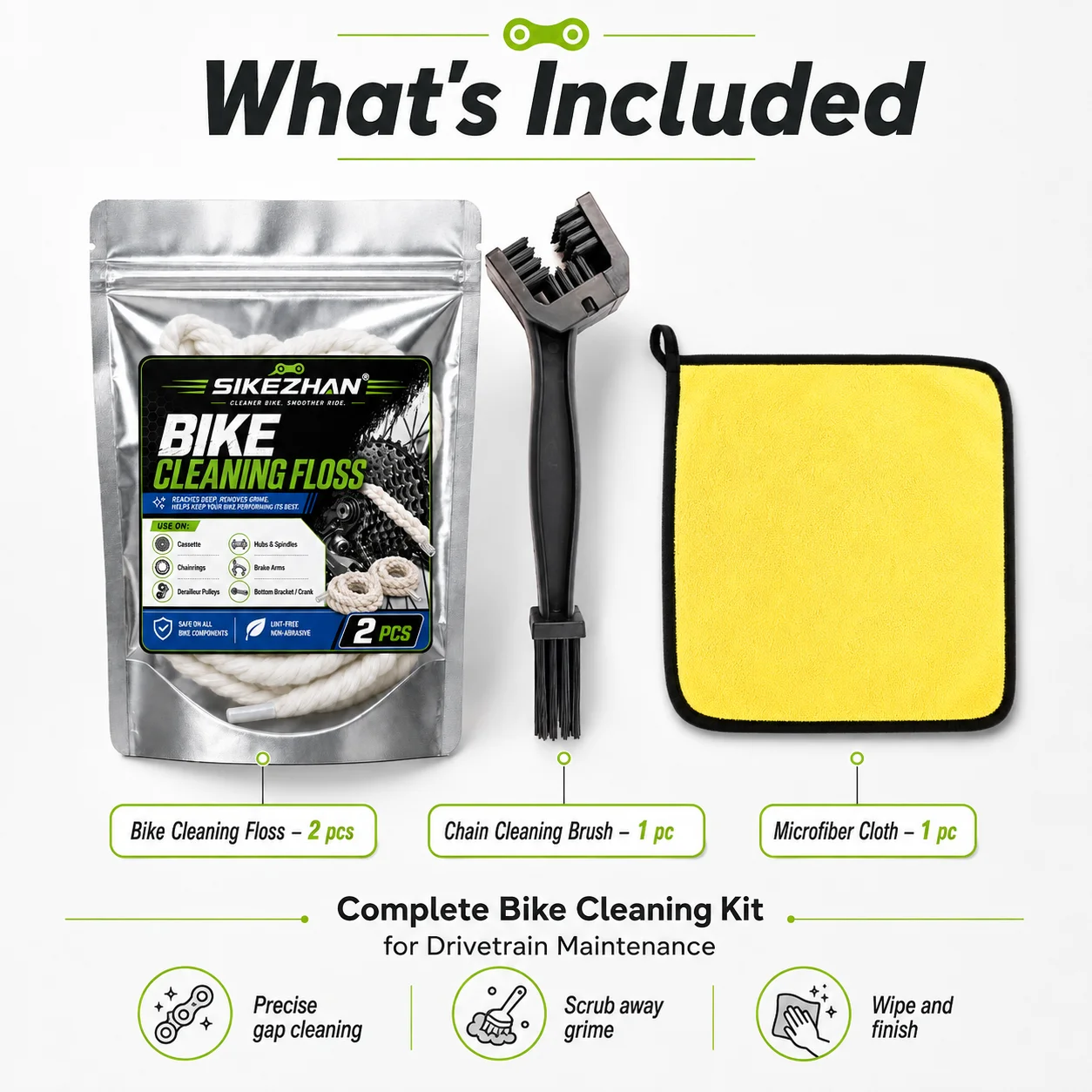 Bicycle Cleaning Kit MTB Road Bike Chain Brush Gear Floss Cassette Cleaner Washing Microfiber Towel Drivetrain Maintenance Tools