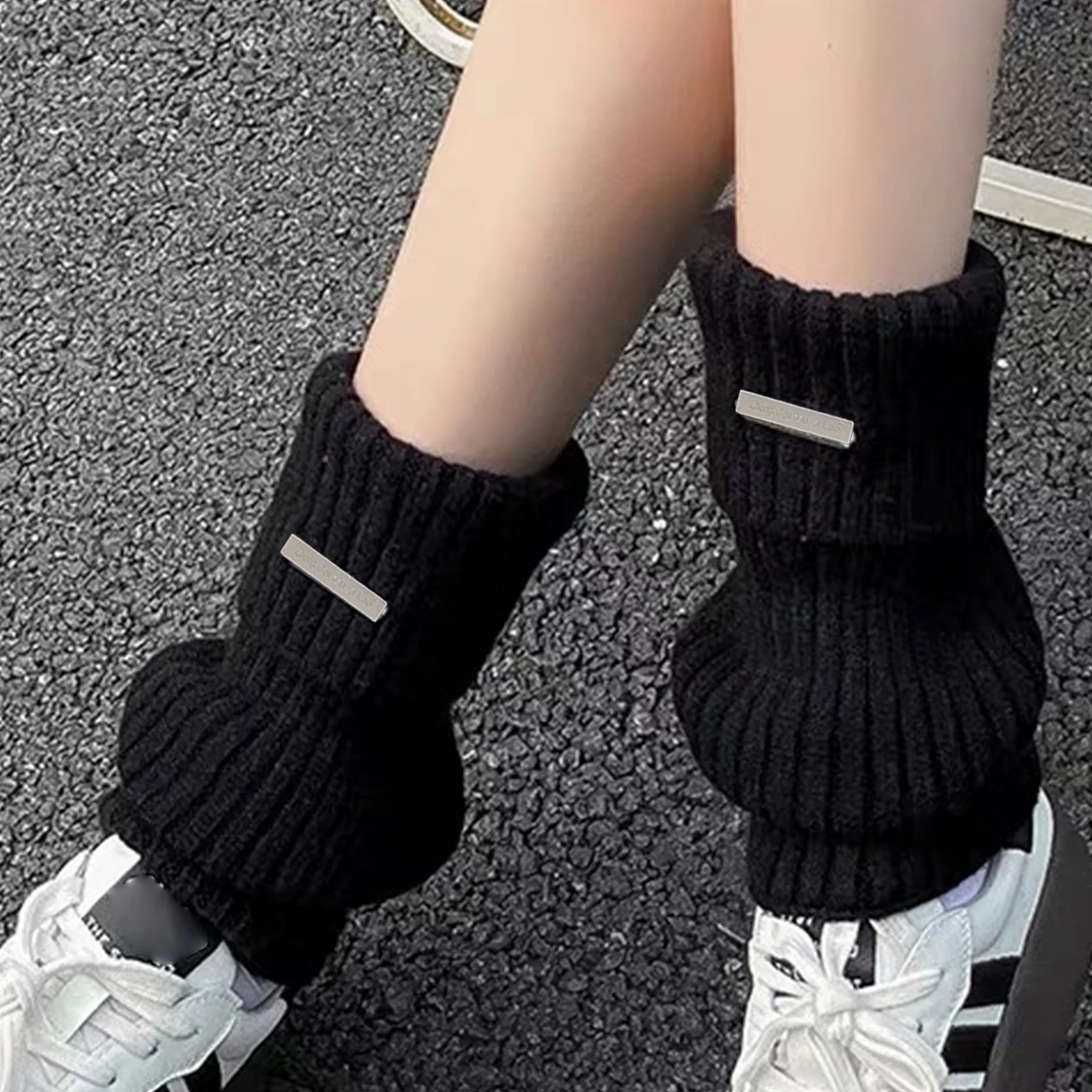 Description Picture 6 of itemNew Knitted Lolita Leg Warmers Women's Long Socks Autumn Winter Wool Foot Cover Arm Warmer Y2K Crochet Heap Socks Boot Cuffs