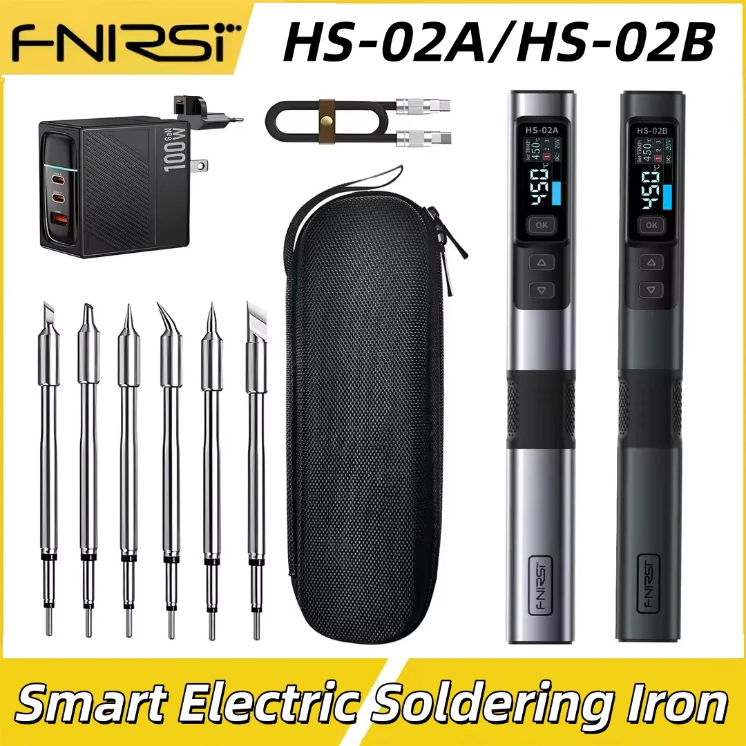 

FNIRSI HS-02 Smart Electric Soldering Iron 100W 100-450℃ Temp Adjustable PD Portable Smart Soldering Station Solding Irons Kit