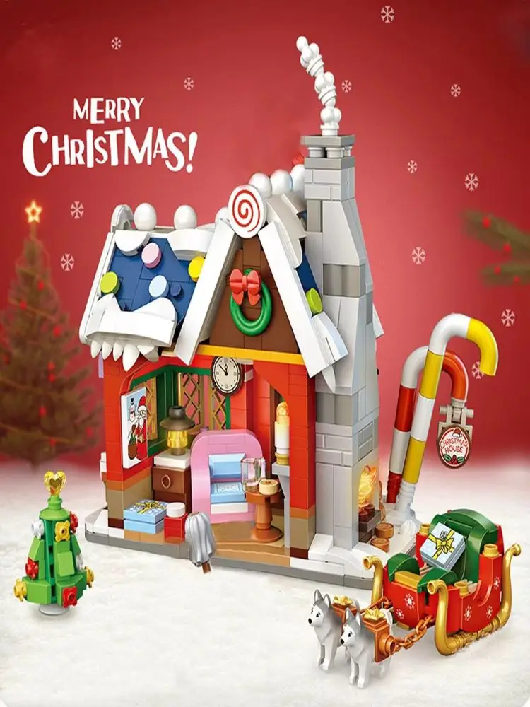 

Mini Christmas Santa Claus House Model Snowman Dolls Building Block Architecture Bricks DIY Christmas Toy Kid Gifts Souvenirs