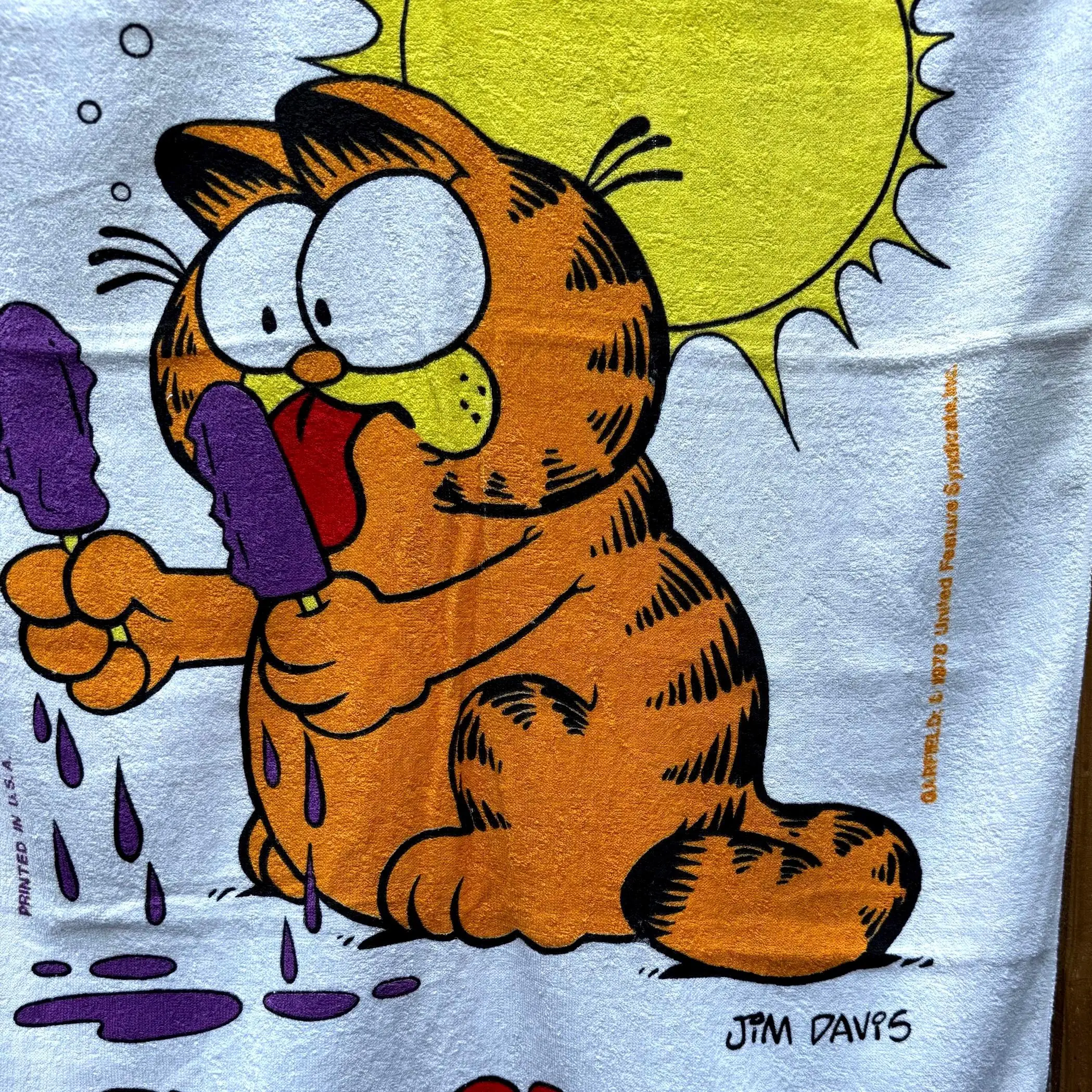 Vintage 1978 Summer Garfield Beach Towel Cartoon Pattern Soft Water Absorbent Beach Towel for Home Travel