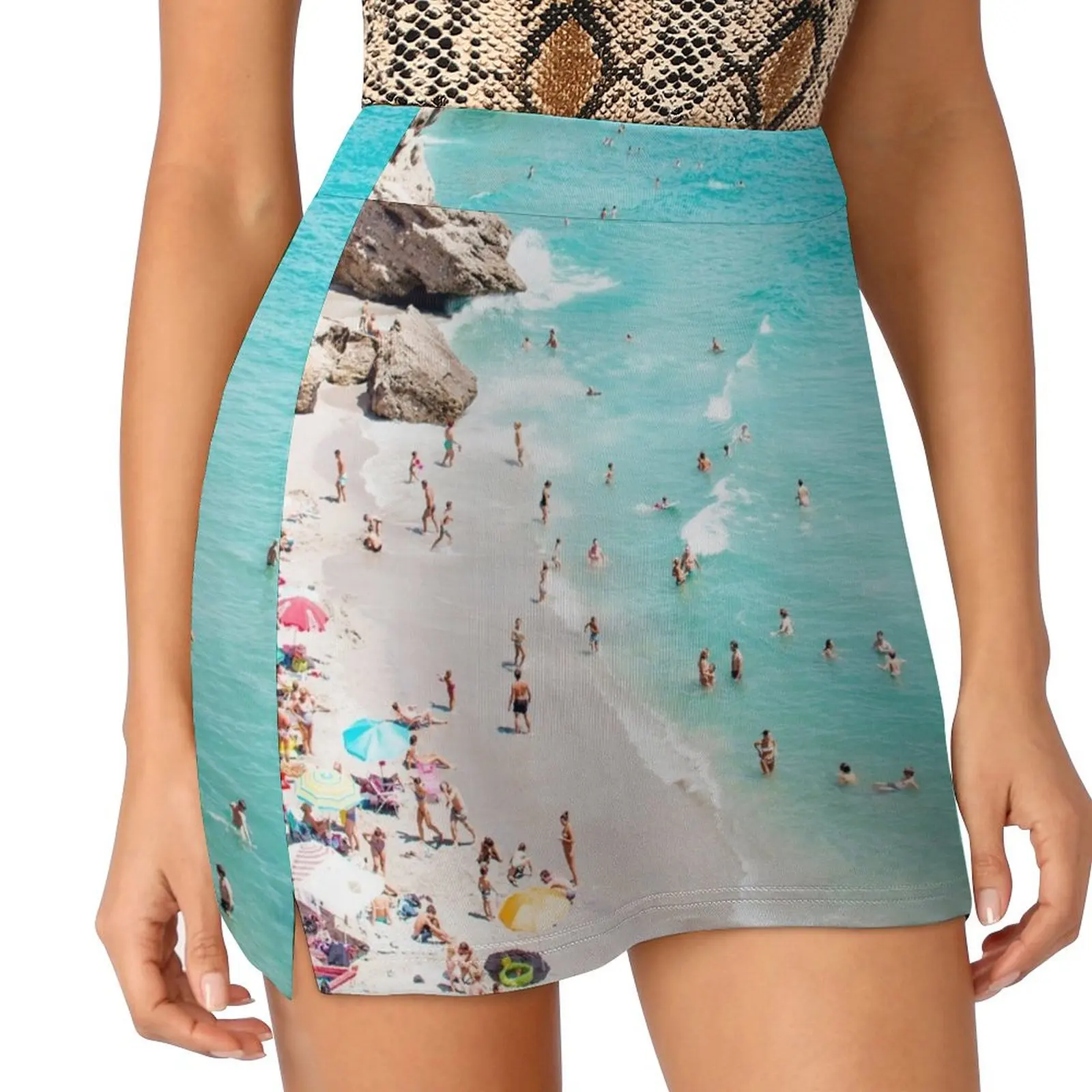 Coastal, Beach art, Blue Water, Sea, Ocean Mini Skirt korean style skirt cosplay