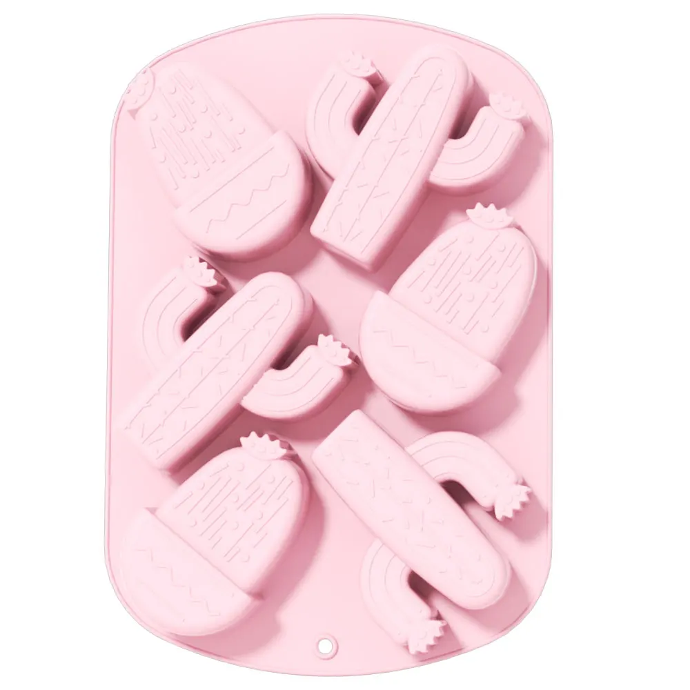 Tropical Cactus Silicone Ice Cube Trays 6-Hole Plant Shape for Summer Party Chocolate Mold Jelly Candy Baking Accessories Tools
