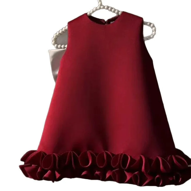 Girls Dress Autumn and Winter New Item Childrens Sweet Bow High End Princess Dress Girls Vest Dress