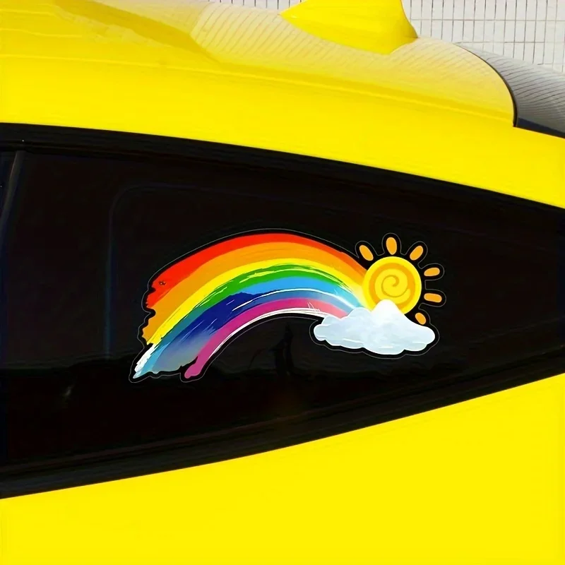 Ink Painting Rainbow Car Stickers Car Creative Scratch Shelter Waterproof Electric Motorcycle Decorative Stickers.