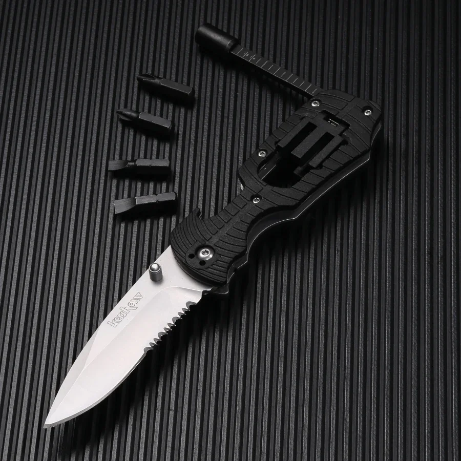 

KS 1920 Multi Functional Outdoor Survival Flint Strip Multifunctional Folding，camping EDC rescue tools Screwdriver