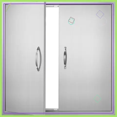 Double Outdoor Kitchen Door 31x31 Inch Stainless Steel Flush Mount for BBQ Island Grilling Station Cabinet