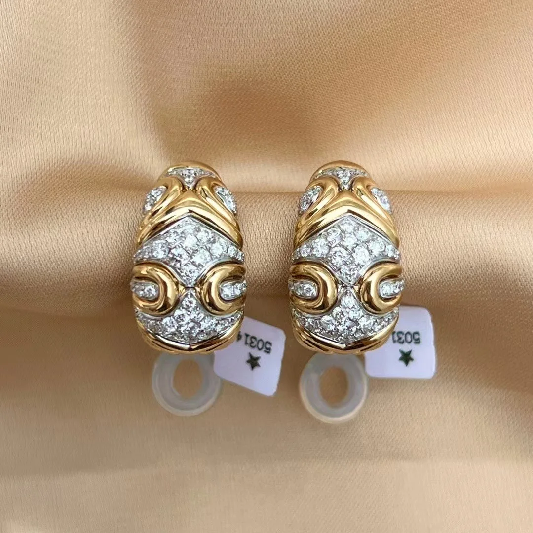 classic 100% real diamond stud earring 18K yellow gold classic daily use genuine luxury jewelry fine women jewelry free shipping