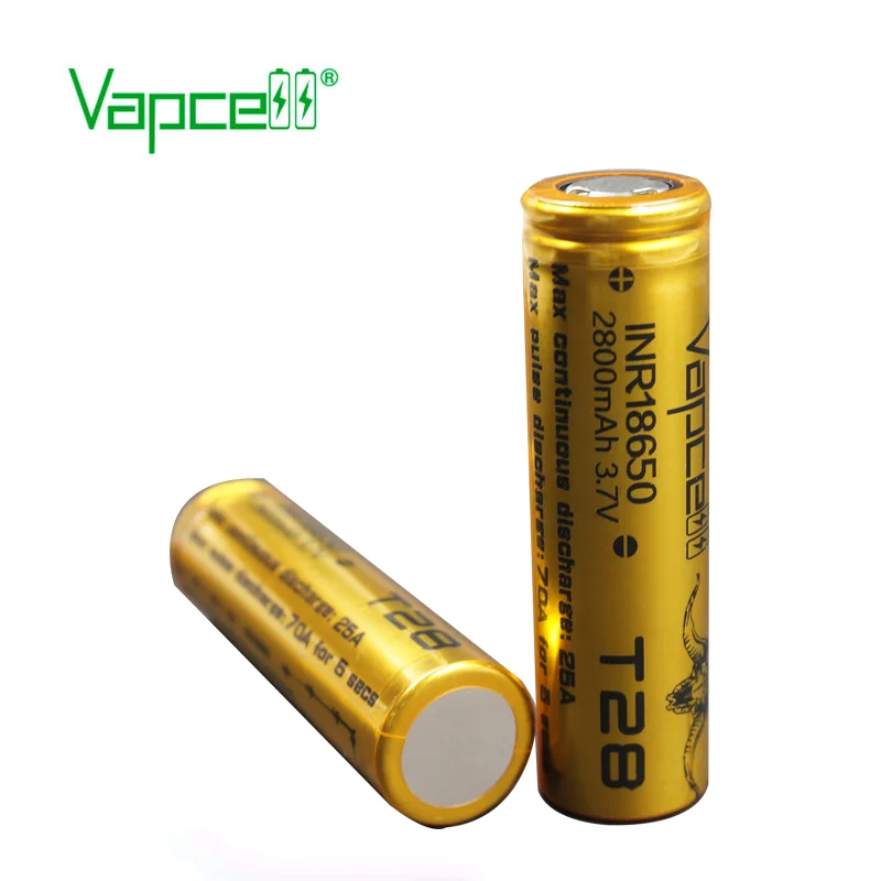 High Power Cell Vapcell 18650 LI ION Battery Vapcell INR 18650 T28 2800mAh 25A/70A 3.7V High Discharge Rechargeable Batteries