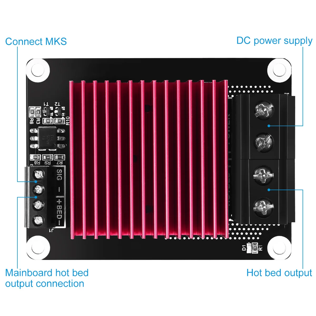 

Printer Accessories Heated Bed Power Expansion Module 30A+ Large Heatsink For 3D Printing Heating Controller Heated Bed 3D