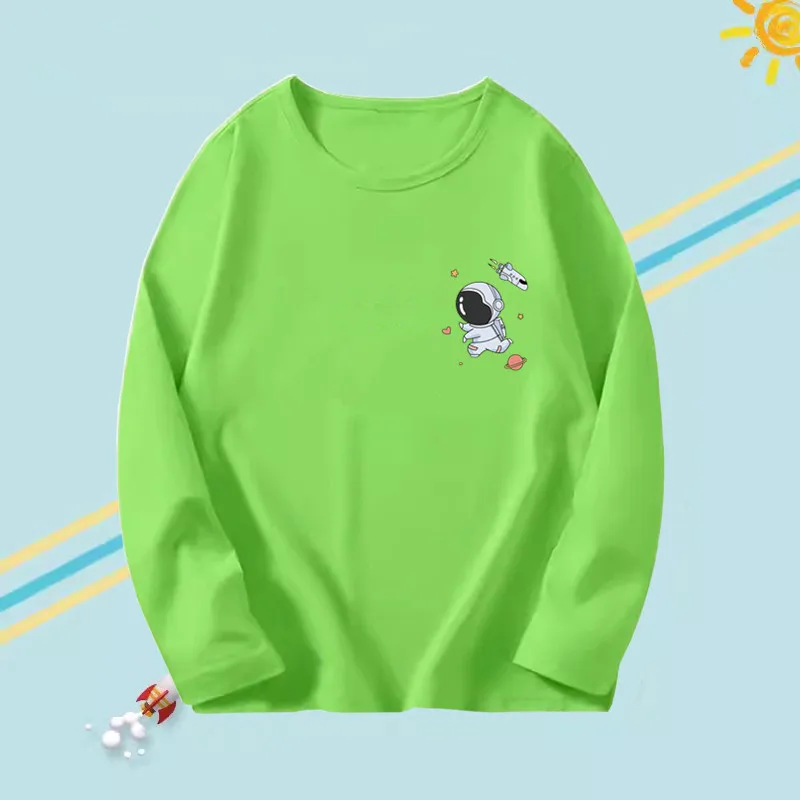 Children Clothing Toddler Kids Long Sleeves T-shirts for Boy Tops Tees Baby Astronaut Pocket Cartoon T Shirt Casual Clothes