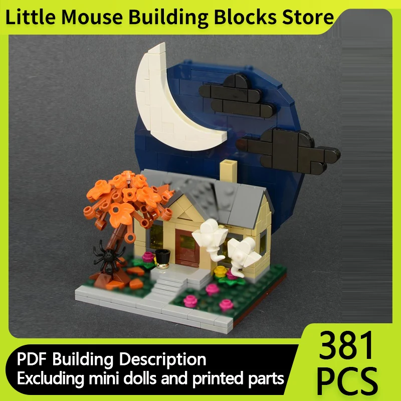 

City Street View Model MOC Building Bricks Halloween Miniature House Modular Technology Gifts Holiday Assemble Children Toy Suit