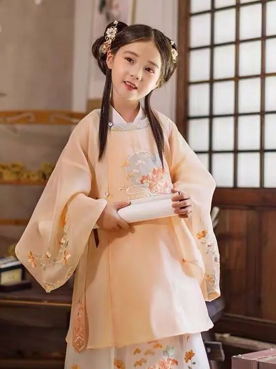 Chinese Hanfu Dress Girls Children`s Carnival Halloween Princess Cosplay Costume Birthday Party Hanfu Orange Dress For Girls