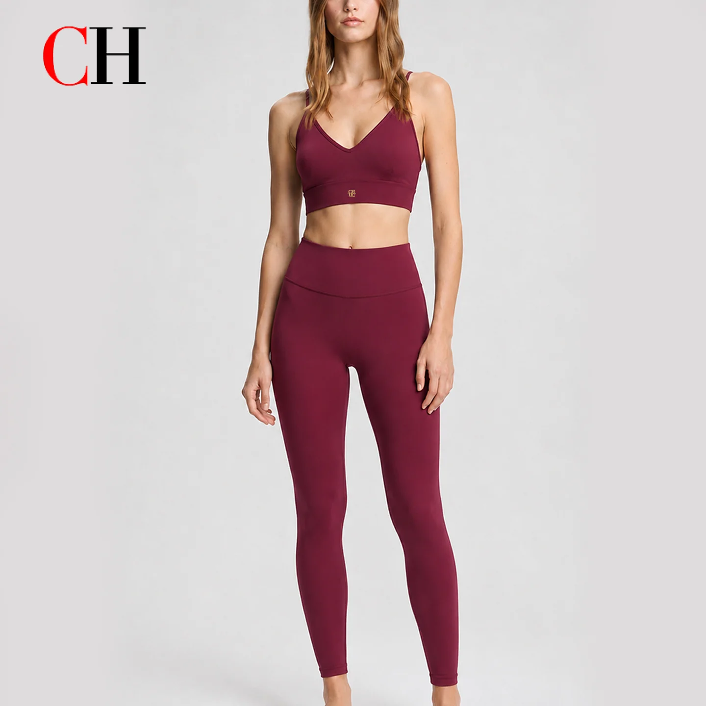 CH Women Seamless Yoga Set Sports Bra High Waist Leggings Gym Workout Fitness Activewear Stretchy Training Suit