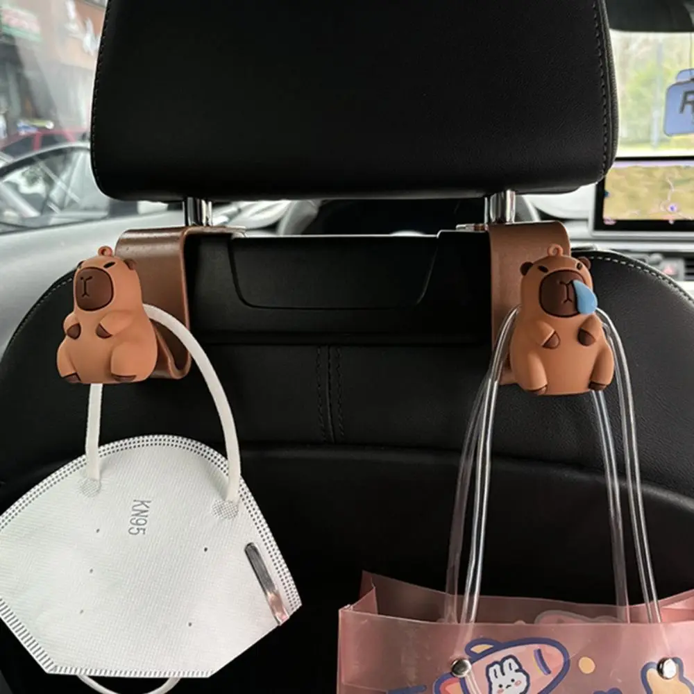 New 3D Capibara-shaped Hanger Car Hook Car Seat Hanger Hooks Behind-seat Organizer Hook Cute Capibara Car Seat Back Hanger