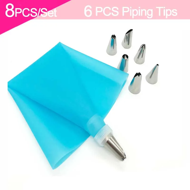 8PCs Piping Nozzle TPU Piping Bag Converter Cream Nozzle Milking Nozzle Set Pastry And Bakery Accessories Acrylic Cake Disc Set