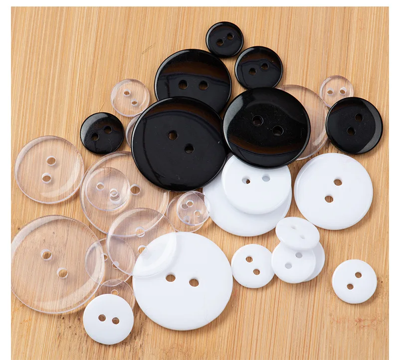 100-1000pieces 4/2holes White Black Transparent Resin Buttons for Clothing Needlework Crafts 9 10 11 15 18 20 23 25 Mm Wholesale