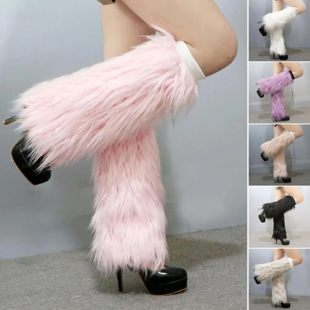 Faux Fur Leg Warmers Jk Boots Socks Women Harajuku Lolita Rave Fluffies Boot Cover Fur Winter Spice Warming Foot Sleeve