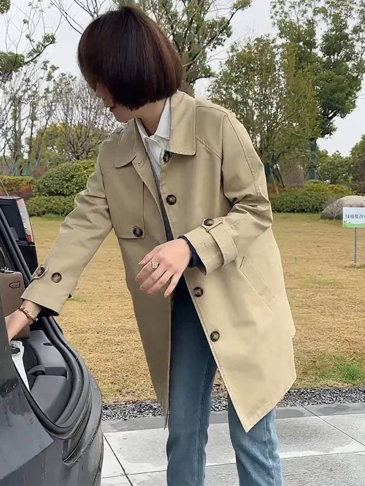 2026 Spring Autumn Casual Style Women's Long Coat Loose Fit Slimming Short plus Size Korean Version Commute Windbreaker