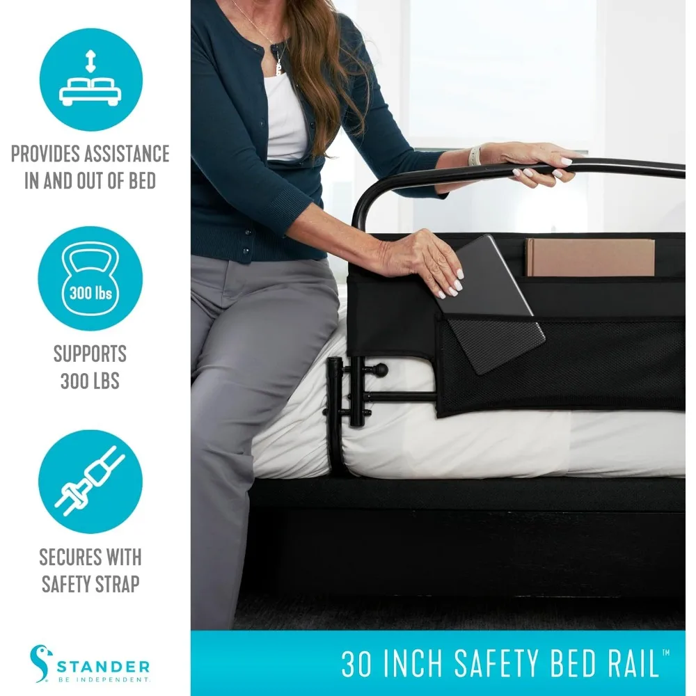 30-Inch Safety Bed Rail with Padded Pouch for Adults and Seniors, Fits King/Queen/Full/Twin Beds, ASTM Approved