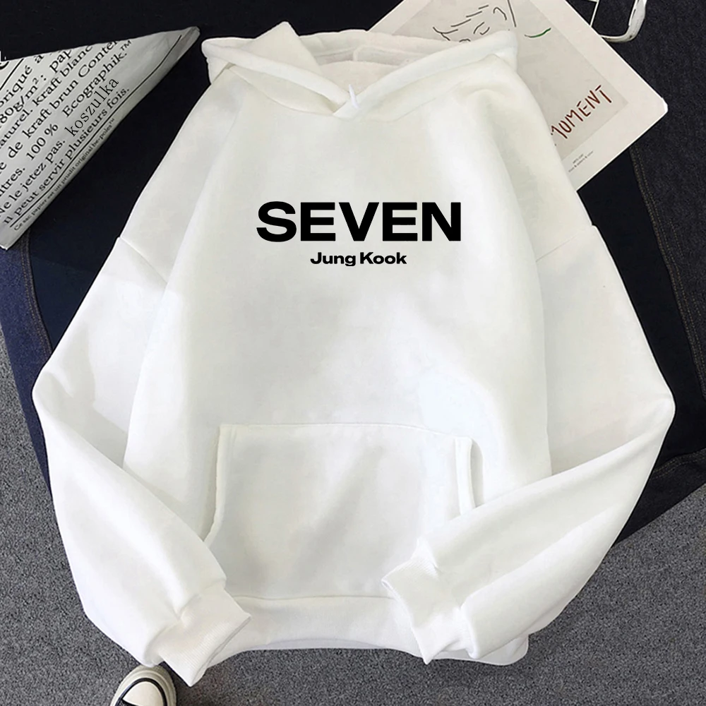 Letter Print JungKook Seven Hoodie Women/Men Harajuku Aesthetic Hoodies Unisex Autumn Winter Pullovers Sweatshirts Dropshipping